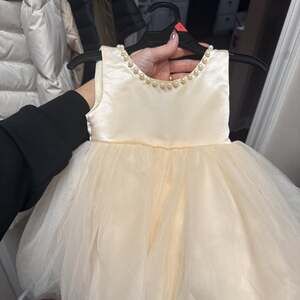 American Princess Baby Girls Champagne Satin and Tulle Pearl Waist Formal Dress